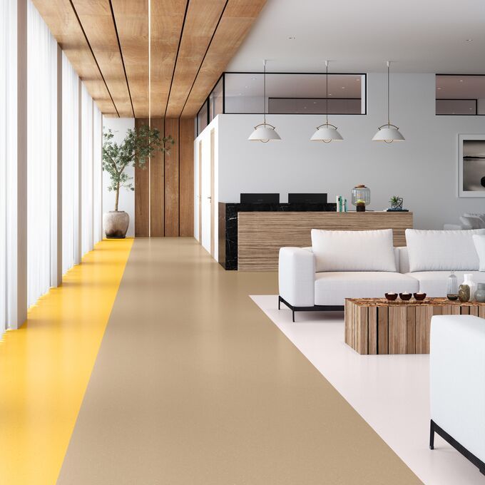 office waiting area with seating and reception desk