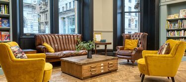 House of books and friends in Manchester used Polyflor luxury vinyl flooring 